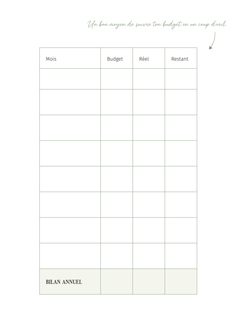 Budget mensuel – Pack de 5 pages